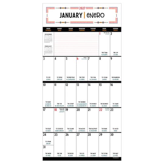 2027 Spanish Words for Everyone Wall Calendar
